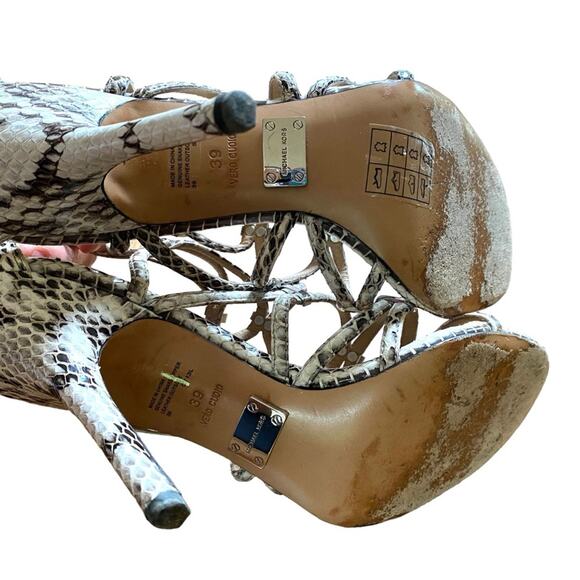 Michael Kors Charlene Snakeskin Women's Heels Brown Cream size 39 8.5 fits US - Picture 6 of 10